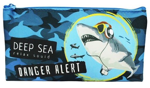 70147 Пенал плоский Акула, размер 20,5*10,8 см, на молнии, полиэстер, 210D