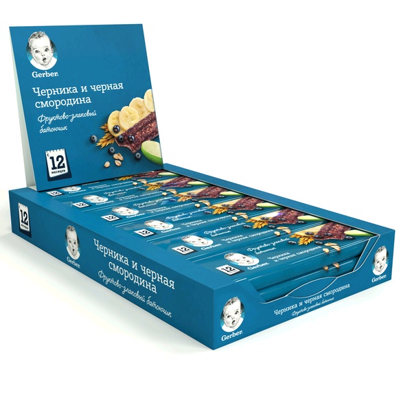 Пюре Гербер ДоРеМи Батончик Черника, черная смородина 25г/18