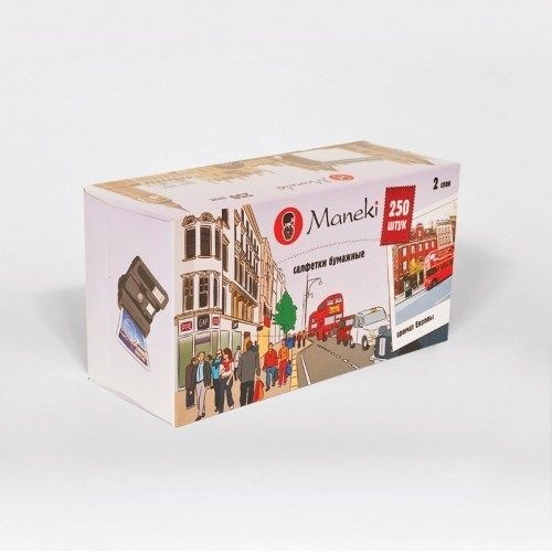 Салфетки бумажные "Maneki" Dream 2-сл, 250 шт./2