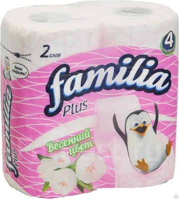 Бумага/т. "Familia Plus" 2 слоя, 4 шт.