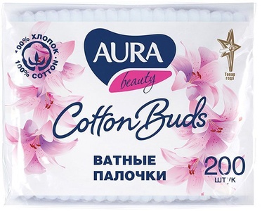 Ватные палочки AURA 200шт.пакет 