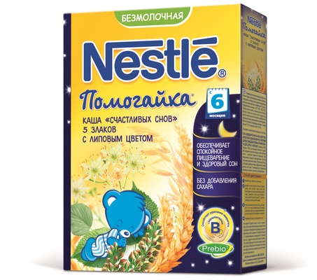 Каша Нестле Помогайка Б/м 5 злаков  Липовый цвет/9