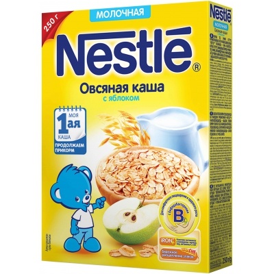(БЗМЖ) Каша Нестле Молоко, овсянка, яблоко 220г/9