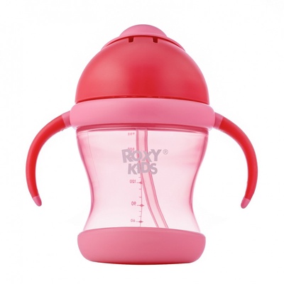 Поильник-непроливайка с трубочкой, розовый