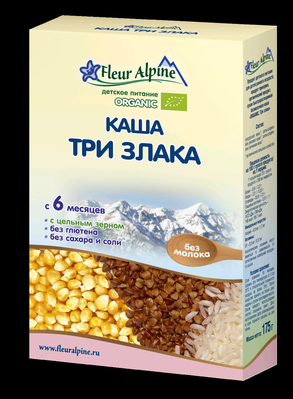 Флёр Альпин Каша Органик 3 злака с 6 мес. 175 гр /6
