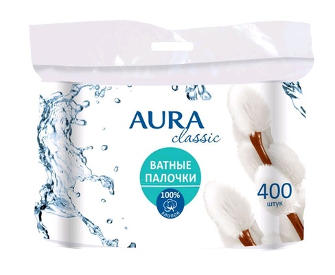 Ватные палочки AURA 400шт.пакет