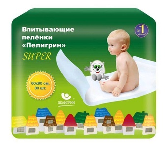Пеленки впитывающие 60*90см (30шт.) Пелигрин