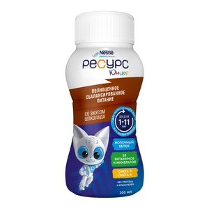 Клинутрен Ресурс Джуниор шоколад 200г/24  (БЗМЖ)